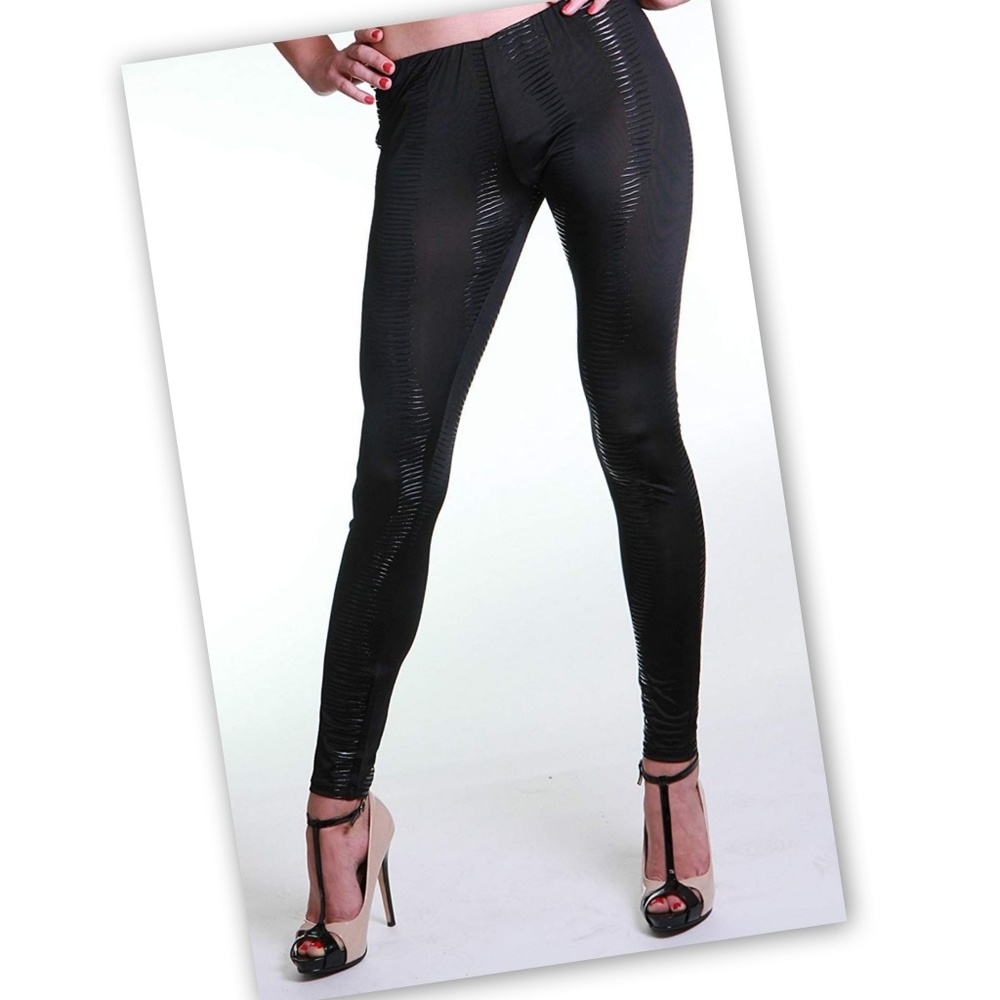Freckles Black Sheer Zebra Foil Leggings Large - Picture 3 of 4